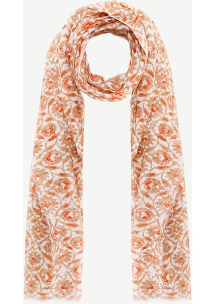 Keten Karışımlı Çiçekli Şal