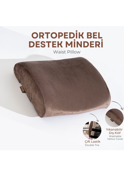 Visco Ortopedik Bel Destek Yastığı, Ofis, Araba, Sandalye, Koltuk, Sırt Yastığı Minderi, 38X33X12 cm