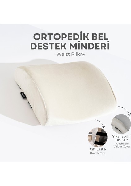 Visco Ortopedik Bel Destek Yastığı, Ofis, Araba, Sandalye, Koltuk, Sırt Yastığı Minderi, 38X33X12 cm
