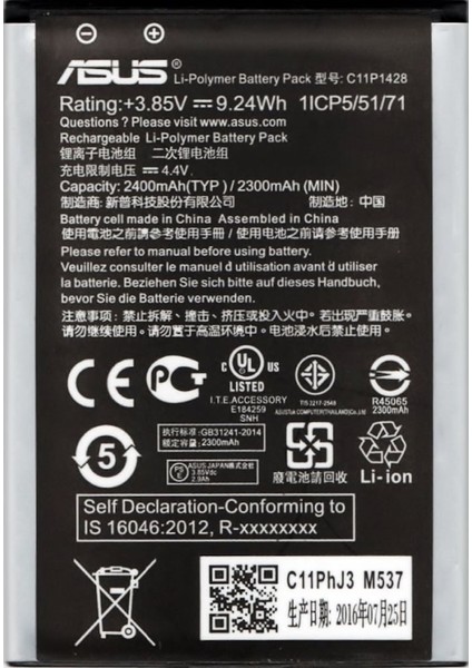 Asus Zenfone 2 Laser 5.0 ZE500KL/G Z00ED Pil Batarya C11P1428 Senalstore