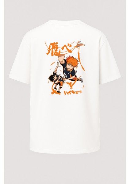 Oversize Haikyuu Baskılı Unisex Tişört