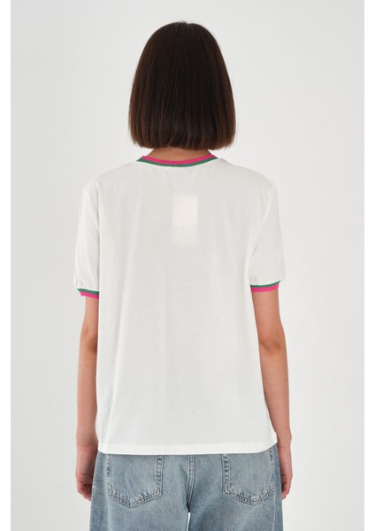 Alexandergardı Yaka ve Kol Detaylı Baskılı Kadın T-Shirt