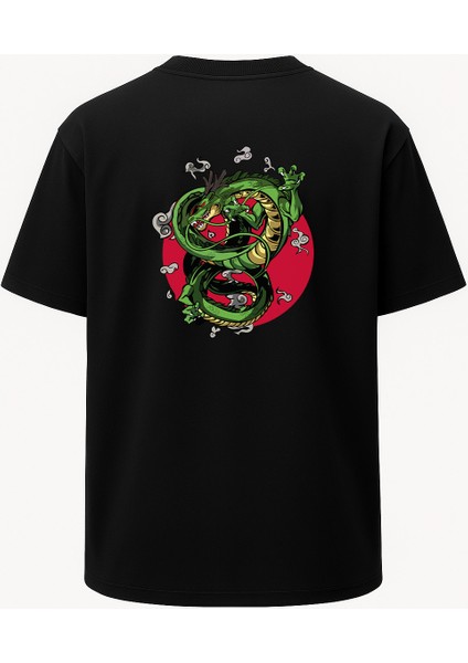 Oversize Green Dragon Ejderha Baskılı Unisex Tişört