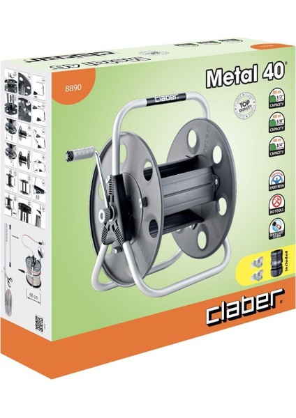 8890 Metal Hortumsuz 40 M Hortum Makarası