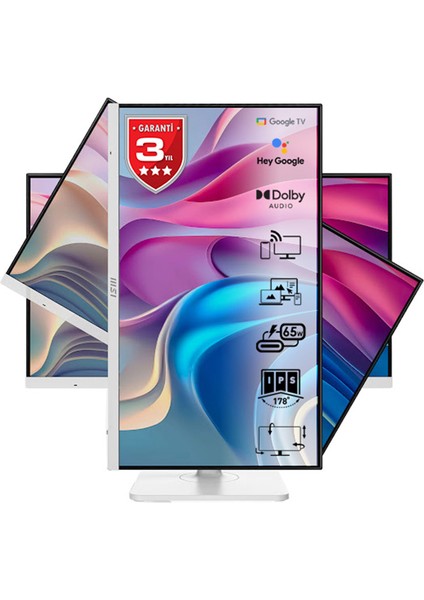 Msı 27 Modern MD272UPSW 3840X2160 (Uhd) 16:9 Flat IPS 60HZ 1ms Adaptıve-Sync Pıvot Beyaz Type-C Monıtor