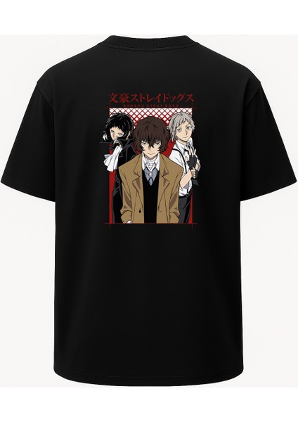 Oversize Bungou Stray Dogs Baskılı Unisex Tişört