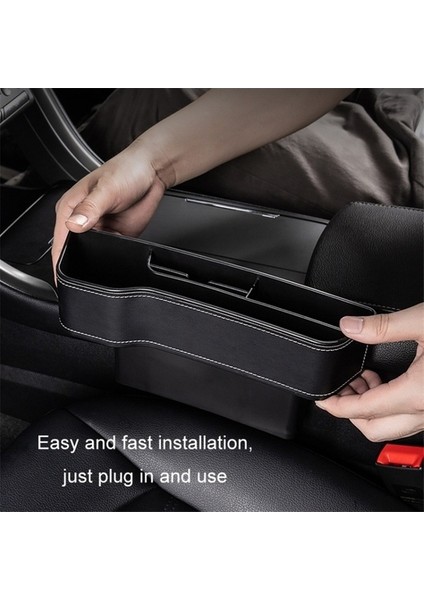 Sürücü Tarafı Telefon Içecek Kutusu Tutucu Koltuk Boşluğu Düzenleyici - Bej / Deri Malzeme modelleri