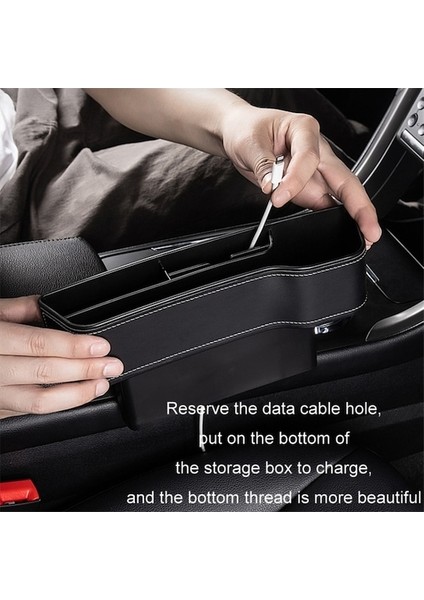 Sürücü Tarafı Telefon Içecek Kutusu Tutucu Koltuk Boşluğu Düzenleyici - Bej / Deri Malzeme fırsatları