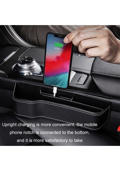 Sürücü Tarafı Telefon Içecek Kutusu Tutucu Koltuk Boşluğu Düzenleyici - Bej / Deri Malzeme indirimleri