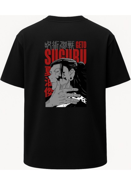 Oversize Suguru Geto Jujutsu Kaisen Baskılı Unisex Tişört