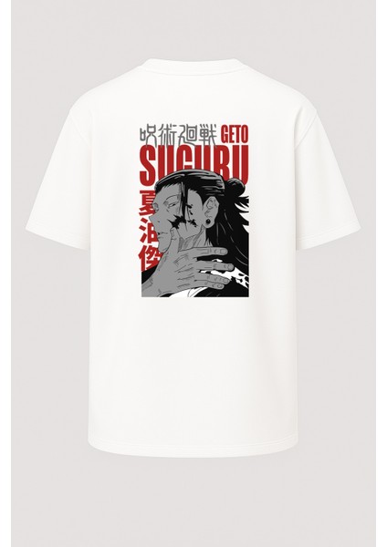 Oversize Suguru Geto Jujutsu Kaisen Baskılı Unisex Tişört