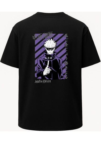 Oversize Satoru Gojo Jujutsu Kaisen Baskılı Unisex Tişört