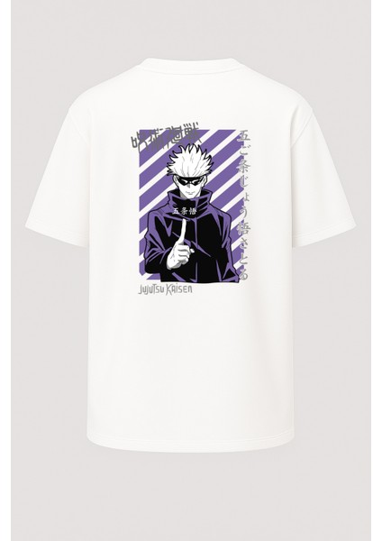 Oversize Satoru Gojo Jujutsu Kaisen Baskılı Unisex Tişört