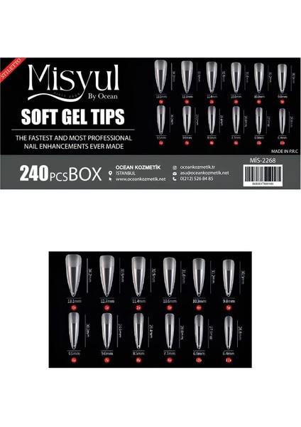 Soft Jel Tips Protez Tırnak Tips Uzatma Yeni Nesil 240 Adet Stiletto