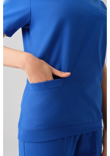 Saks Mavisi Star Best Likra Takım Çift Yönlü Likralı Kumaş Ribana Detaylı Scrubs Alt Üst Takım fırsatları
