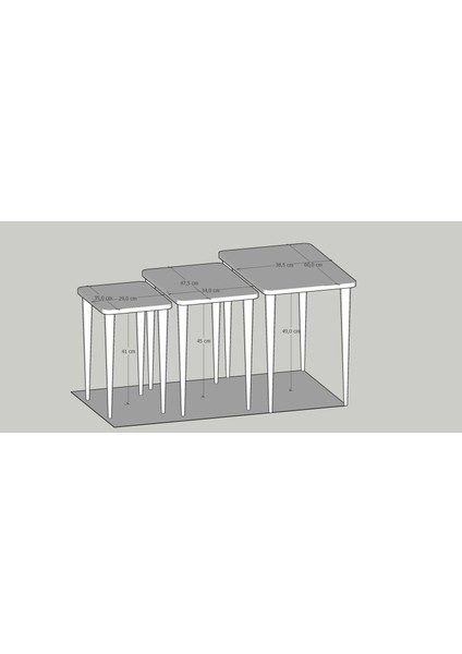 3'lü Zigon Sehpa Takımı – Modern Bayrak Zigon Sehpa, Ahşap Ayaklı Sehpa, – Iç Içe Geçen Çok Amaçlı Sehpa Seti, Salon Sehpası, Yan Sehpa