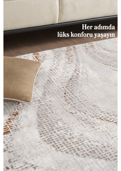 Saçaklı Salon Oturma Odası Halısı Yumuşak Polyester Pamuk Taban Modern ve Klasik Desenli Halı Terra
