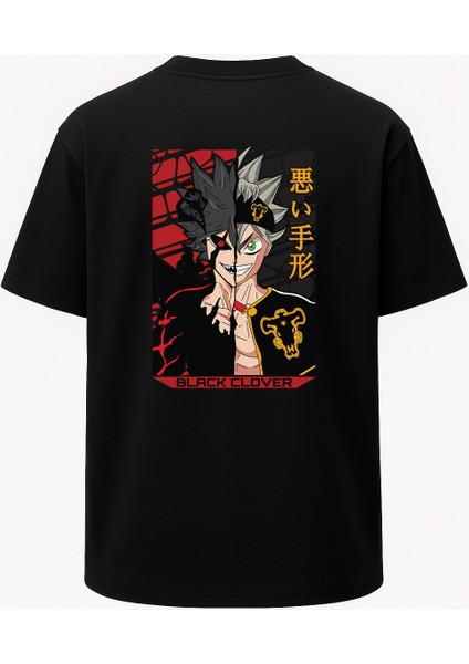 Oversize Black Clover Baskılı Unisex Tişört