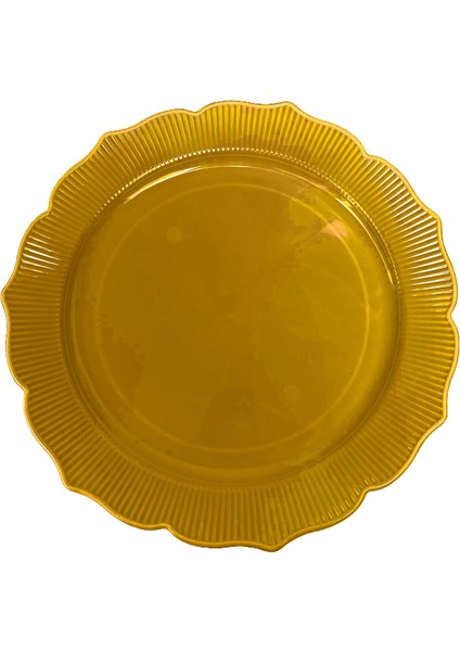 Dayanıklı Mika Plastik Tabak - Tek Kullanımlık, Şık ve Hijyenik Sunum - Altın - 6 Adetlik Paket