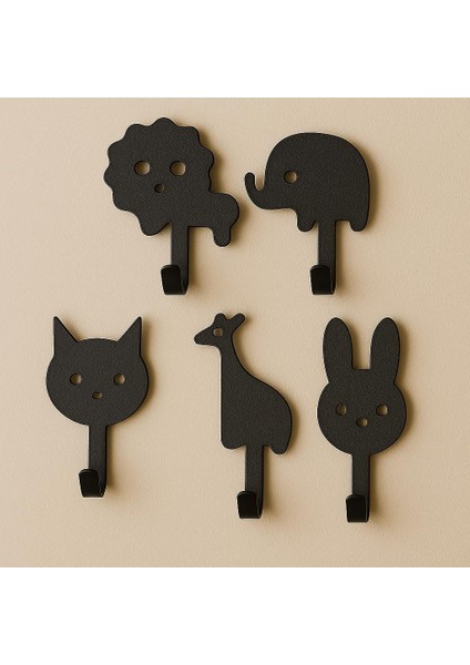 Yapışkanlı Mini Hayvan Askılık – 5’li Set, Çocuk Odası Dekoru - Dolap Askılığı fırsatları