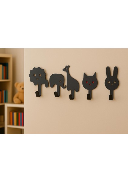 Yapışkanlı Mini Hayvan Askılık – 5’li Set, Çocuk Odası Dekoru - Dolap Askılığı indirimleri