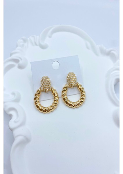 Kadın Küpe Damla Küçük Inci Burgu Halka Küpe