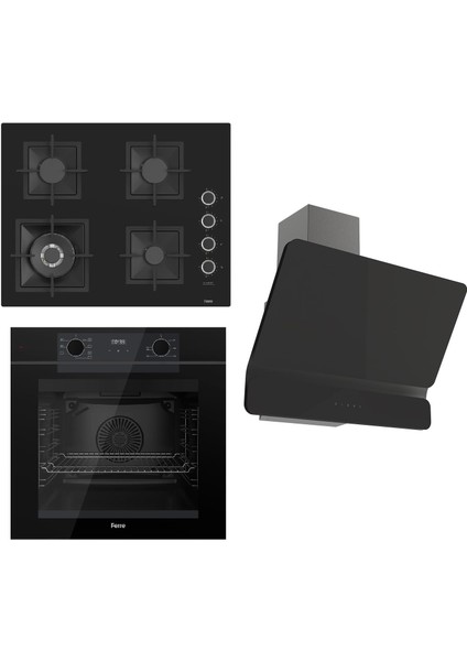 Fryart Serisi Siyah Set (SC405-WFA + QEP63CS +D080 ) - Döküm Izgara / 65 cm Ocak
