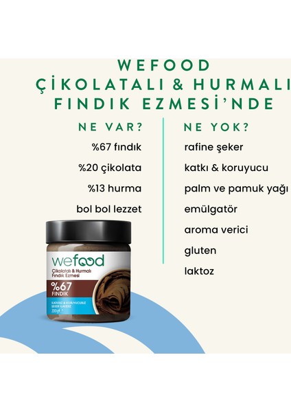 Çikolatalı Hurmalı Fındık Ezmesi (Şekersiz, Katkısız) 200 gr 8682392174341