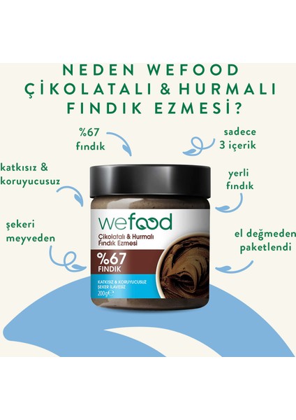 Çikolatalı Hurmalı Fındık Ezmesi (Şekersiz, Katkısız) 200 gr 8682392174341