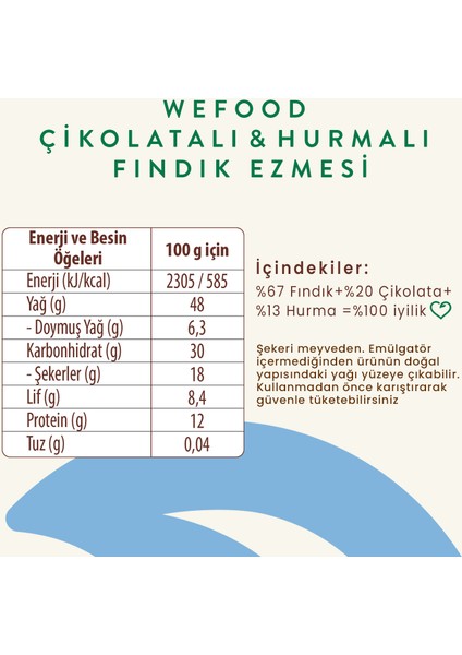 Çikolatalı Hurmalı Fındık Ezmesi (Şekersiz, Katkısız) 200 gr 8682392174341