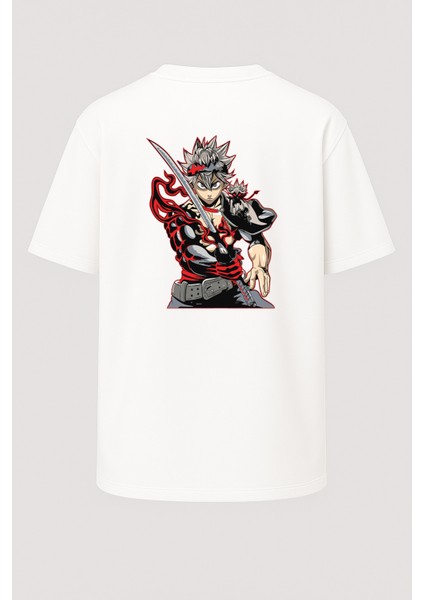 Oversize Asta Black Clover Baskılı Unisex Tişört