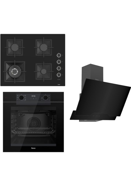Fryart Serisi Siyah Set (SC405-WFA + QEP63CS +D063 ) - Döküm Izgara - 65 cm Ocak