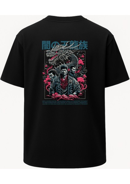 Oversize The Dark Dragon Ejderha Baskılı Unisex Tişört