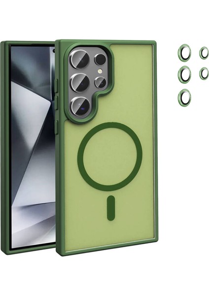 Galaxy S24 Ultra Zore Sio Kapak + Zore Kamera Lens Koruyucu Cam Filmi Yeşil Kombin