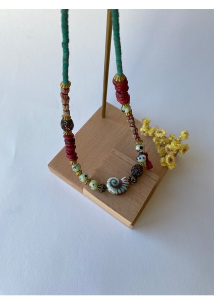 El Yapımı Etnik Bohem Boncuk Deniz Salyangozu Kolye fiyatları