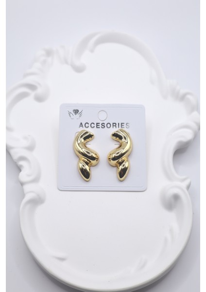 Kadın Küpe Bombeli Kıvrık Küpe