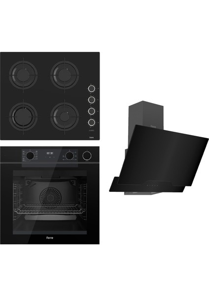 Steamart-Fryart Serisi Siyah Set (CS205-FA + QEP64CS +D063 ) - Emaye Izgara / Kademeli Musluk