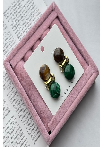 Kadın Küpe Vip Seri Ithal Zirkon Vintage Model Akrilik Taş Görünümlü Kararmaz Küpe