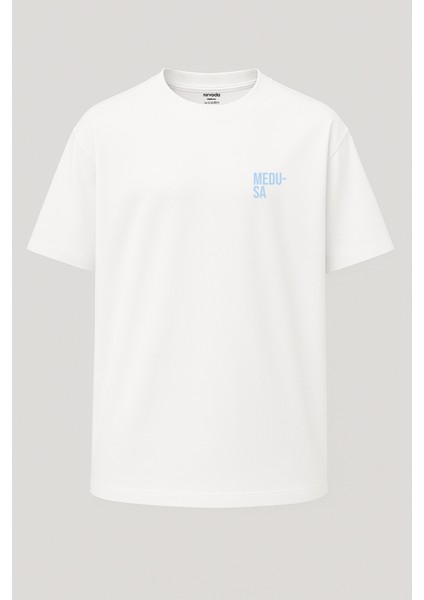 Oversize Mavi Medusa Baskılı Unisex Tişört fiyatları