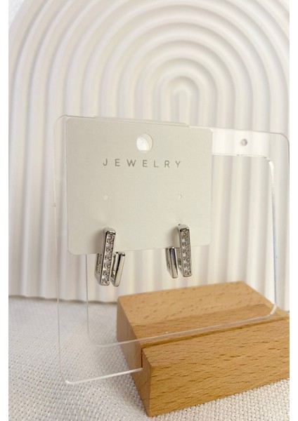 Kadın Küpe Özel Tasarım Iki Çubuk Düz Zirkon Taş Küpe fiyatları