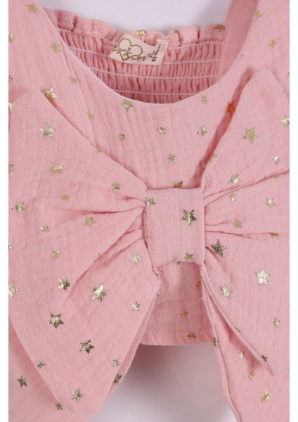 Müslin Yıldız Yaldız Baskılı Kız Çocuk 2 Li fiyonklu takım - Pembe fiyatları