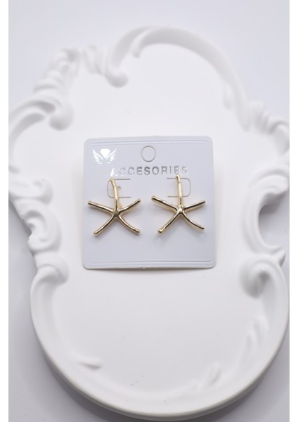 Kadın Küpe Ince Çubuk Deniz Yıldızı Küpe