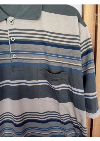 Çizgili Cepli Büyük Beden Baba Tişört fiyatları