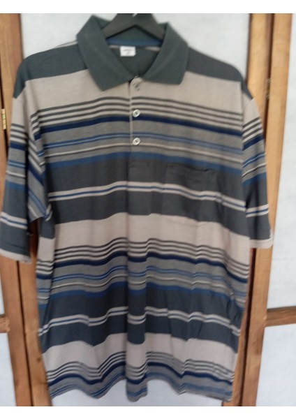 Çizgili Cepli Büyük Beden Baba Tişört modelleri