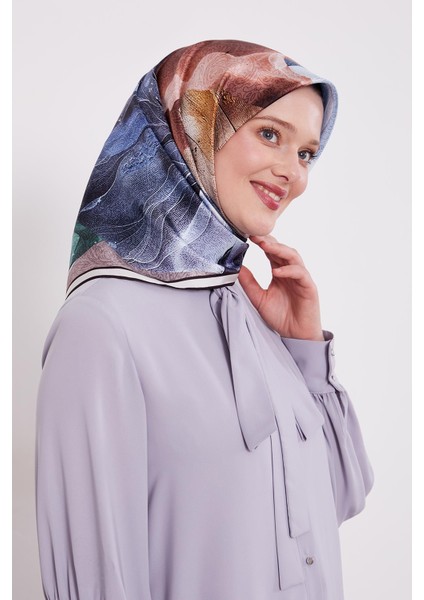 Siyah-Bej Soyut Ebruli Desen Twill İpek Eşarp fiyatları