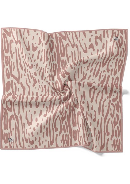 Pudra Leopar Desen Twill İpek Eşarp