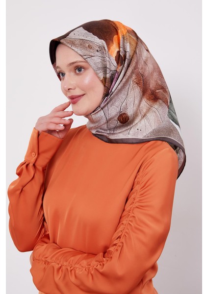 Acı Kahve Ebruli Desen Twill Ipek Eşarp fiyatları