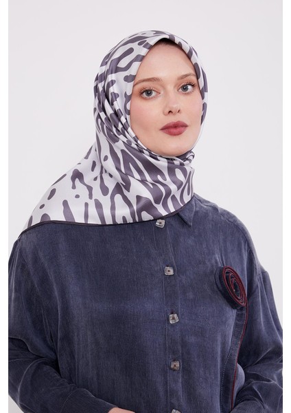 Füme Leopar Desen Twill İpek Eşarp modelleri