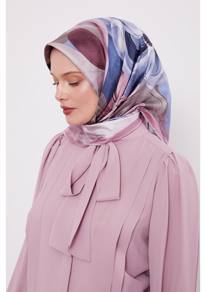 Pembe Menekşe Desen Twill Ipek Eşarp fiyatları