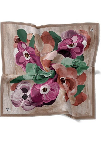 Vizon Menekşe Desen Twill Ipek Eşarp fırsatları